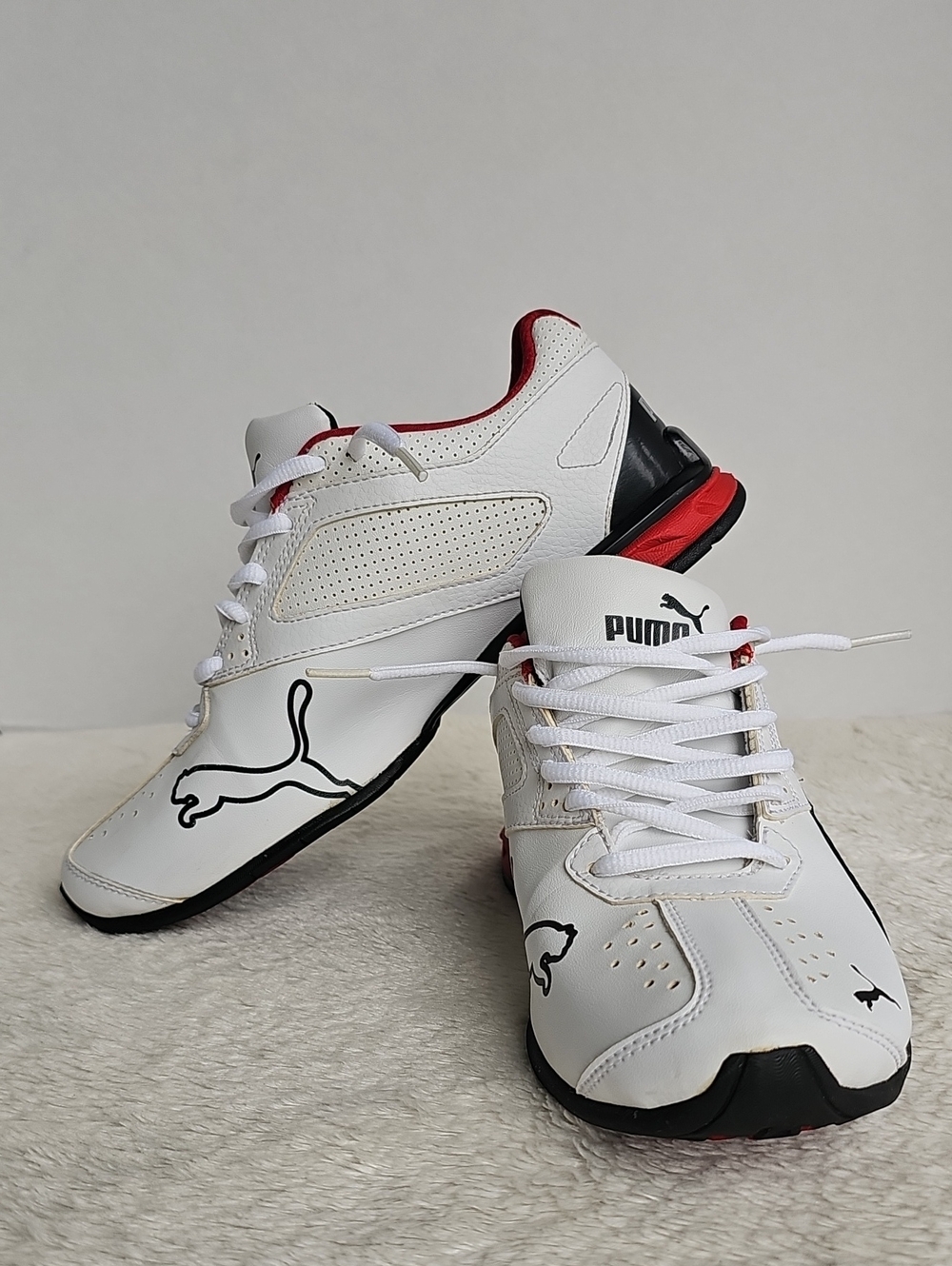 ​PUMA Super Levitate White Black Red Running Sneakers Men's Size 7